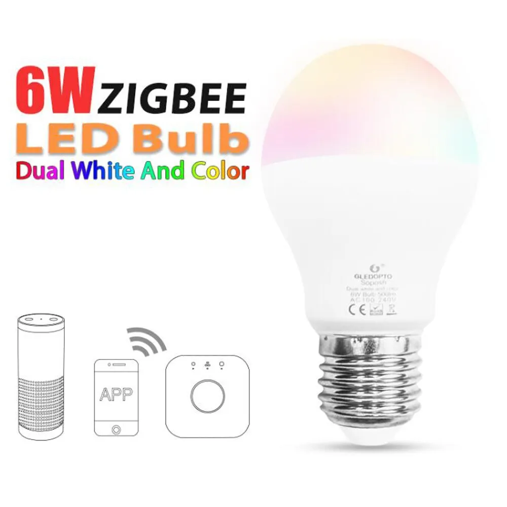 ZIGBEE Bulb E27 6W 12W E26 Lamp RGB Dual White Zigbee Smart Lamp App Control LED Light Bulb AC 110V 220V 230V Zigbee ZLL Link