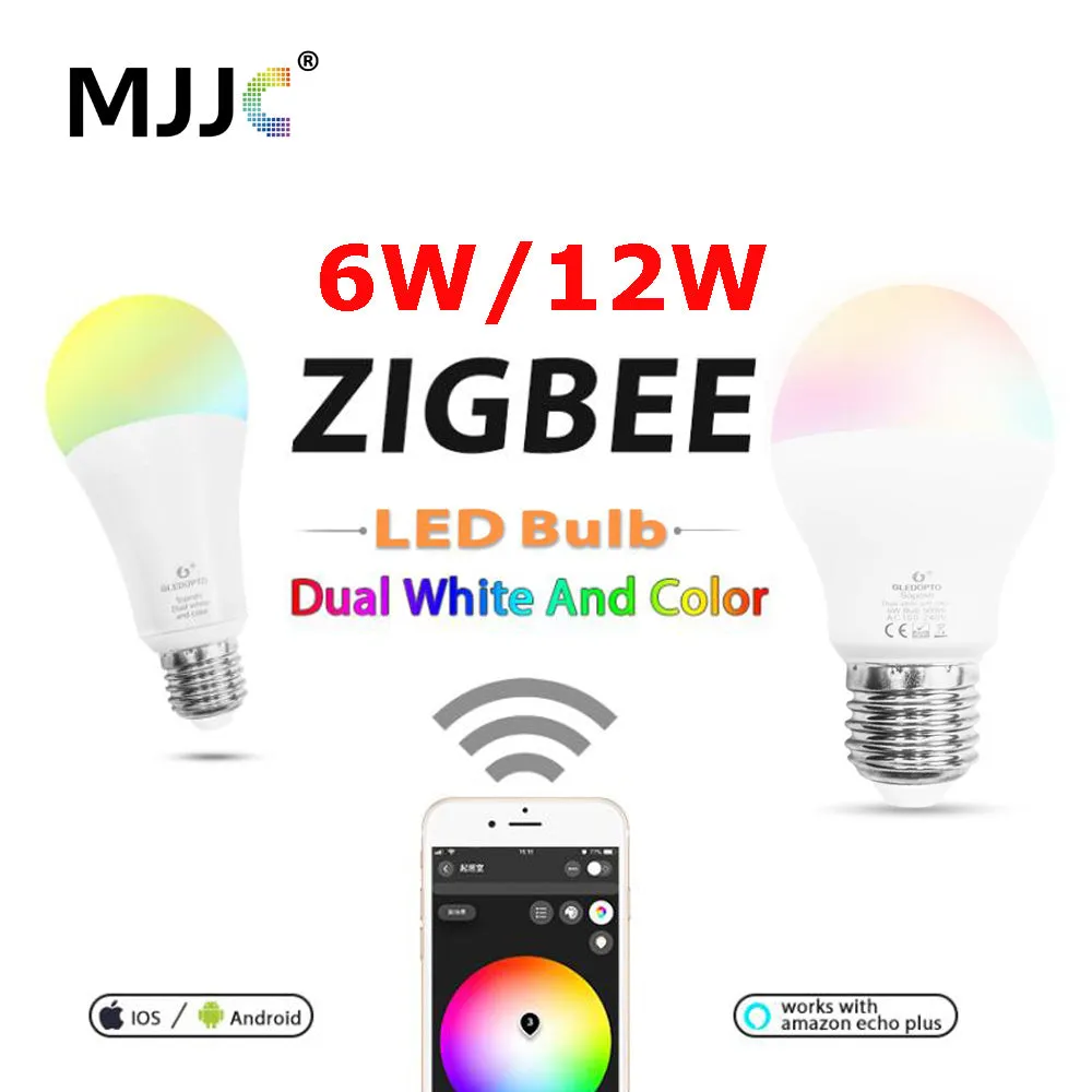 ZIGBEE Bulb E27 6W 12W E26 Lamp RGB Dual White Zigbee Smart Lamp App Control LED Light Bulb AC 110V 220V 230V Zigbee ZLL Link
